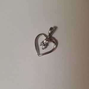 10k White Gold Petit Heart Diamond Pendant Charm